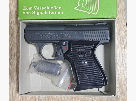 Alte Rhöner SM 15 Kal. 8 mm Knall im PTB 83/2 mit Verpackung!