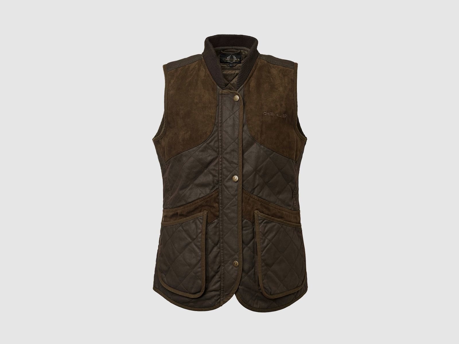 Chaleco de tiro vintage Chevalier de cuero marrón para dama 34