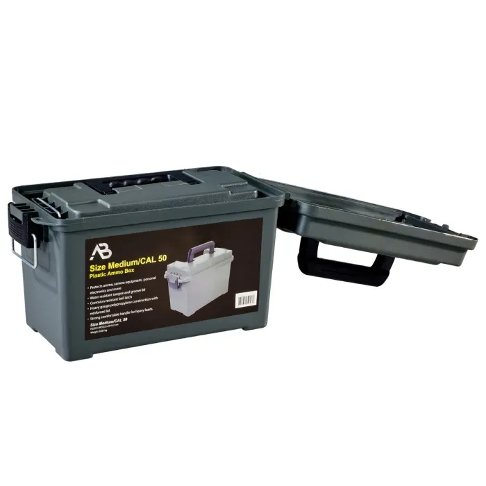 Set Cassa Munizioni Taglia 1 (Cal.30) + Taglia 2 (Cal.50), plastica resistente agli urti, chiudibile, oliva, senza stampa, immagine 4 di 4
