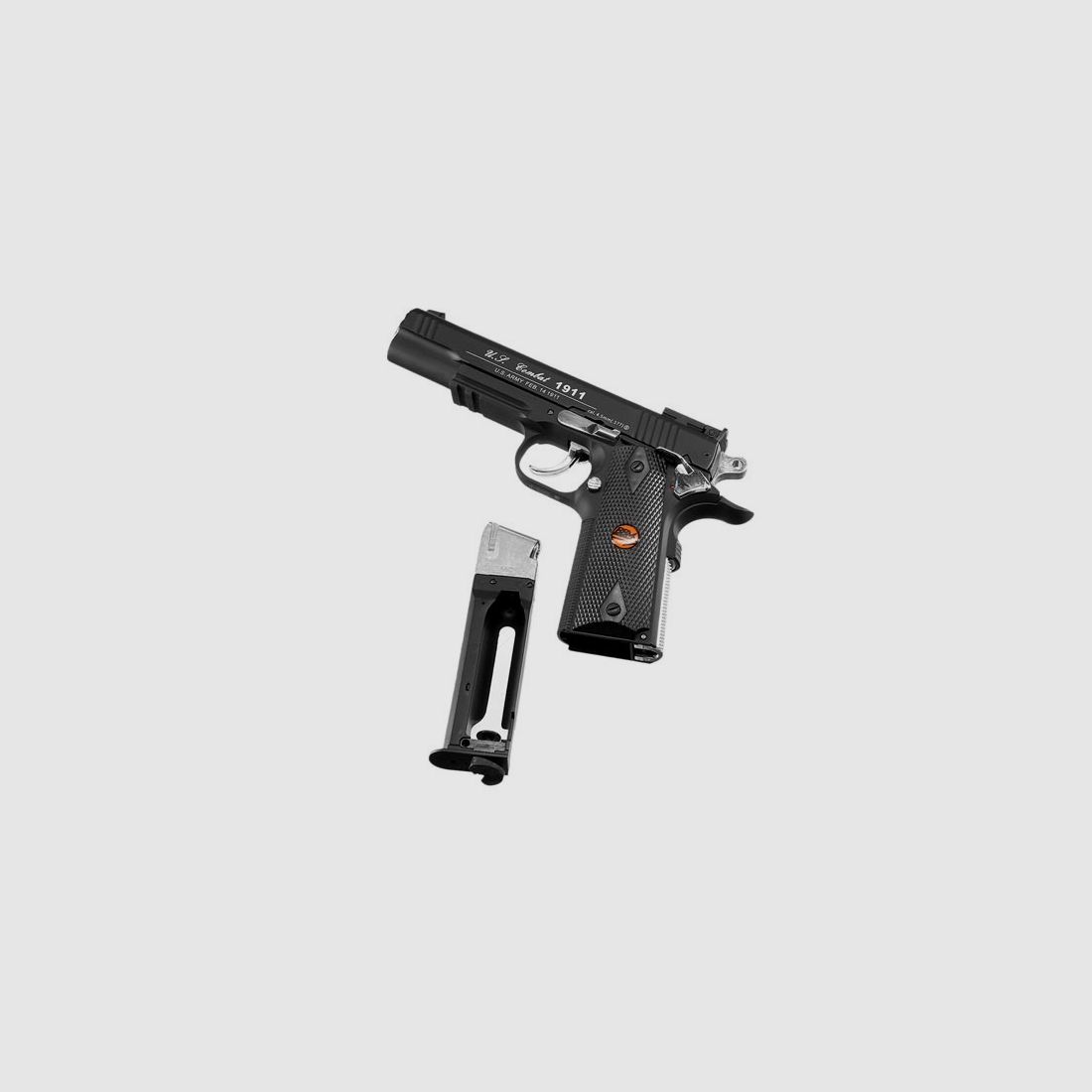 Bruni Guns US Combat M1911 CO2 Luftpistole Kal. 4,5mm BB Non Blowback mit Metallschlitten schwarz