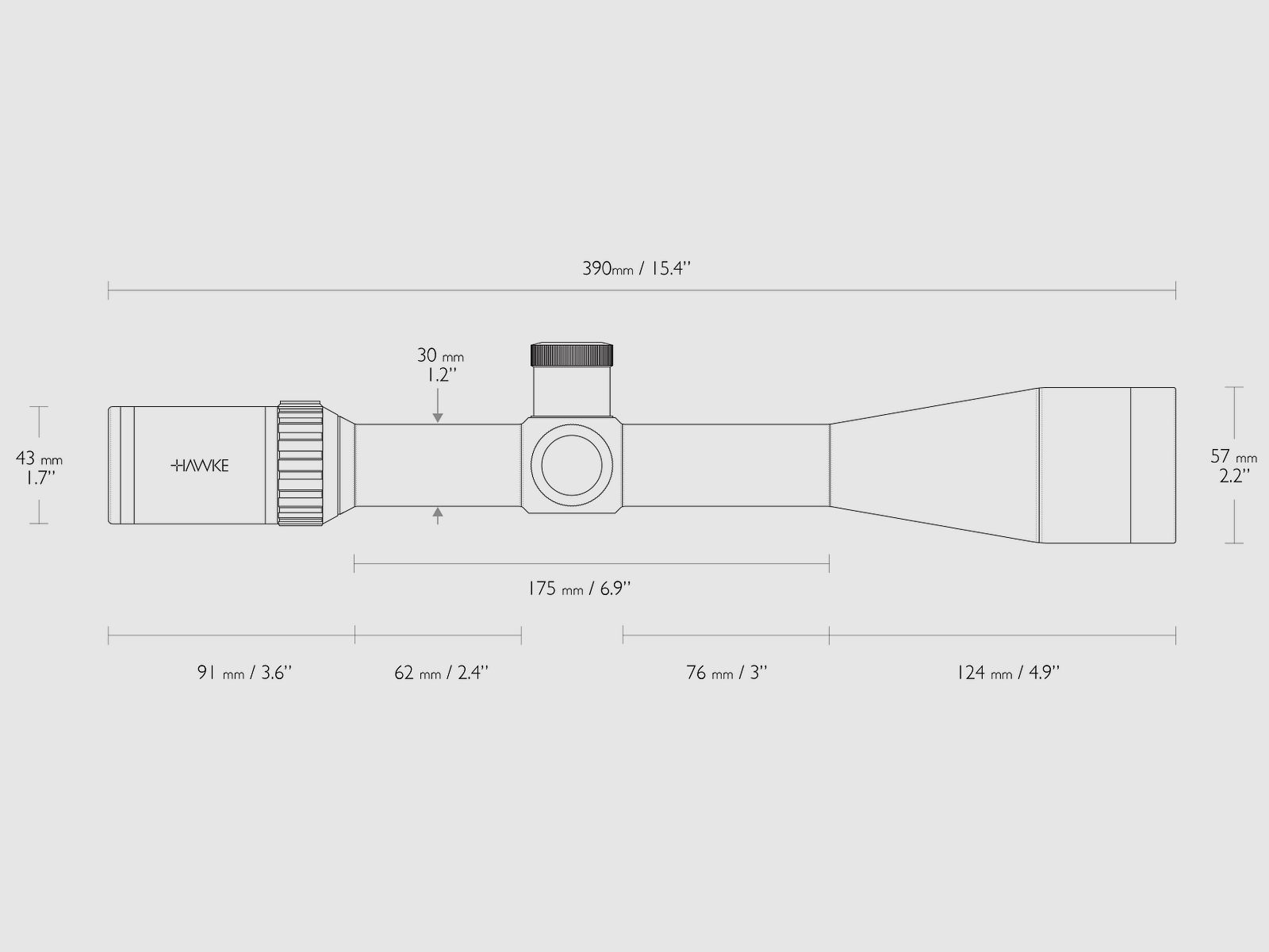 HAWKE 14297 Zielfernrohr Vantage 30WA SF 6-24x50 Half Mil DOT Leuchtabsehen MRAD