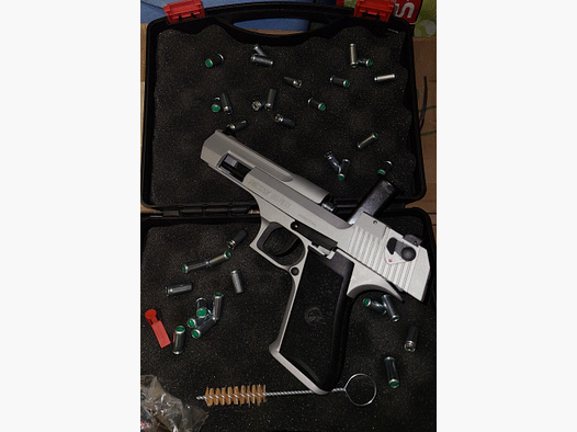 RETAY BIG FIFTY / CHROMED SILVER / with accessories 3 MAGAZINES / with original packaging / cal. 9mm P.A.K. / PTB 1074 / BLANK FIRING GAS PISTOL / NEW YEAR'S EVE / SELF-DEFENSE / LIKE NEW