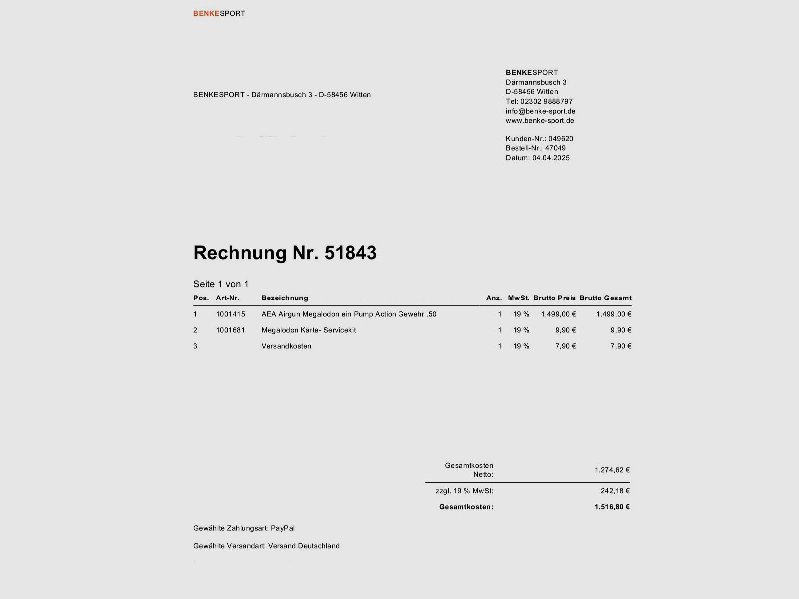 Megalodon Luftgewehr Cal.50 /04.04.2026