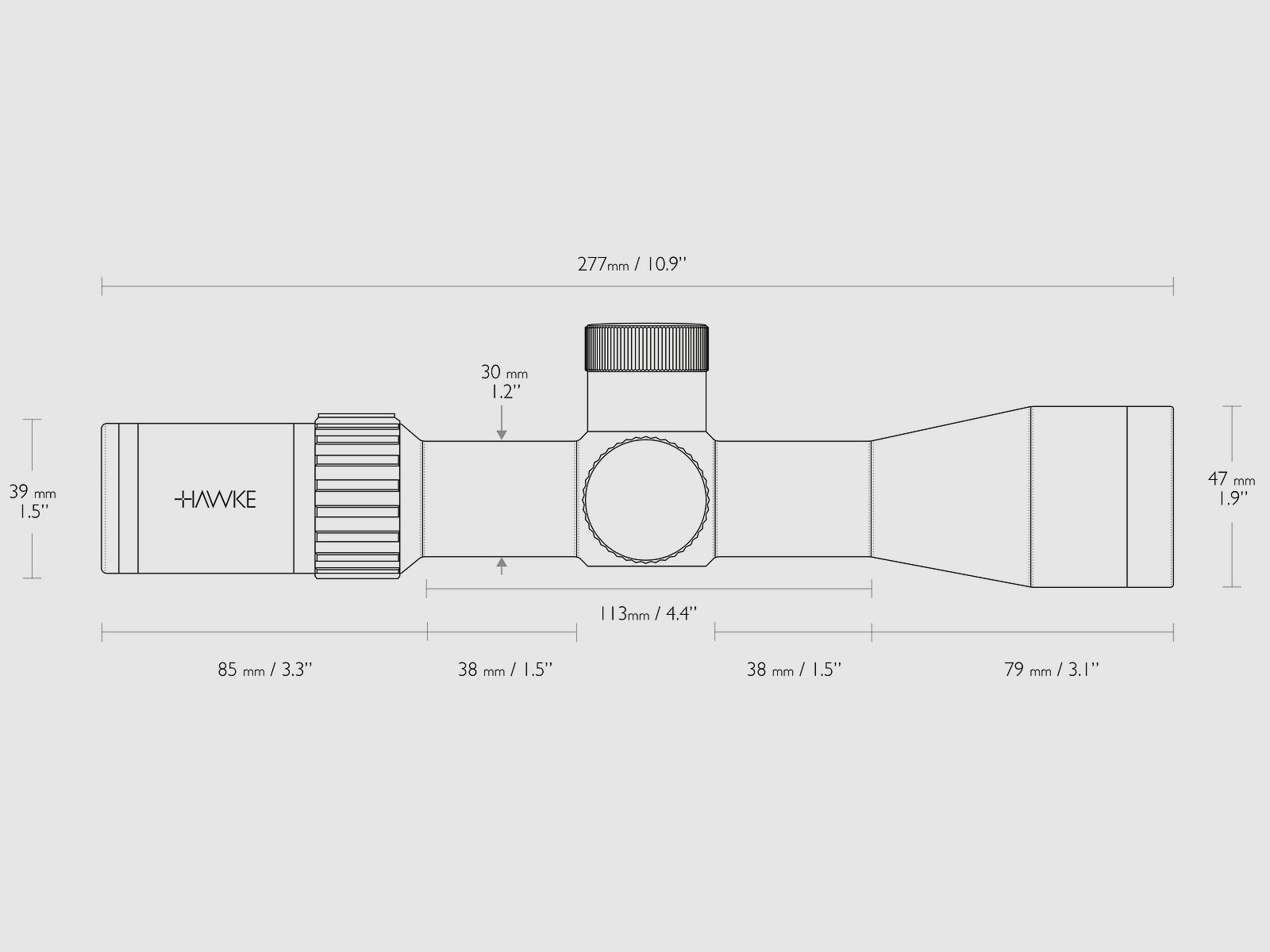 HAWKE 13200 Airmax 30 SF Kompakt 3-12x40 AMX Luftgewehr Zielfernrohr Leuchtabs.