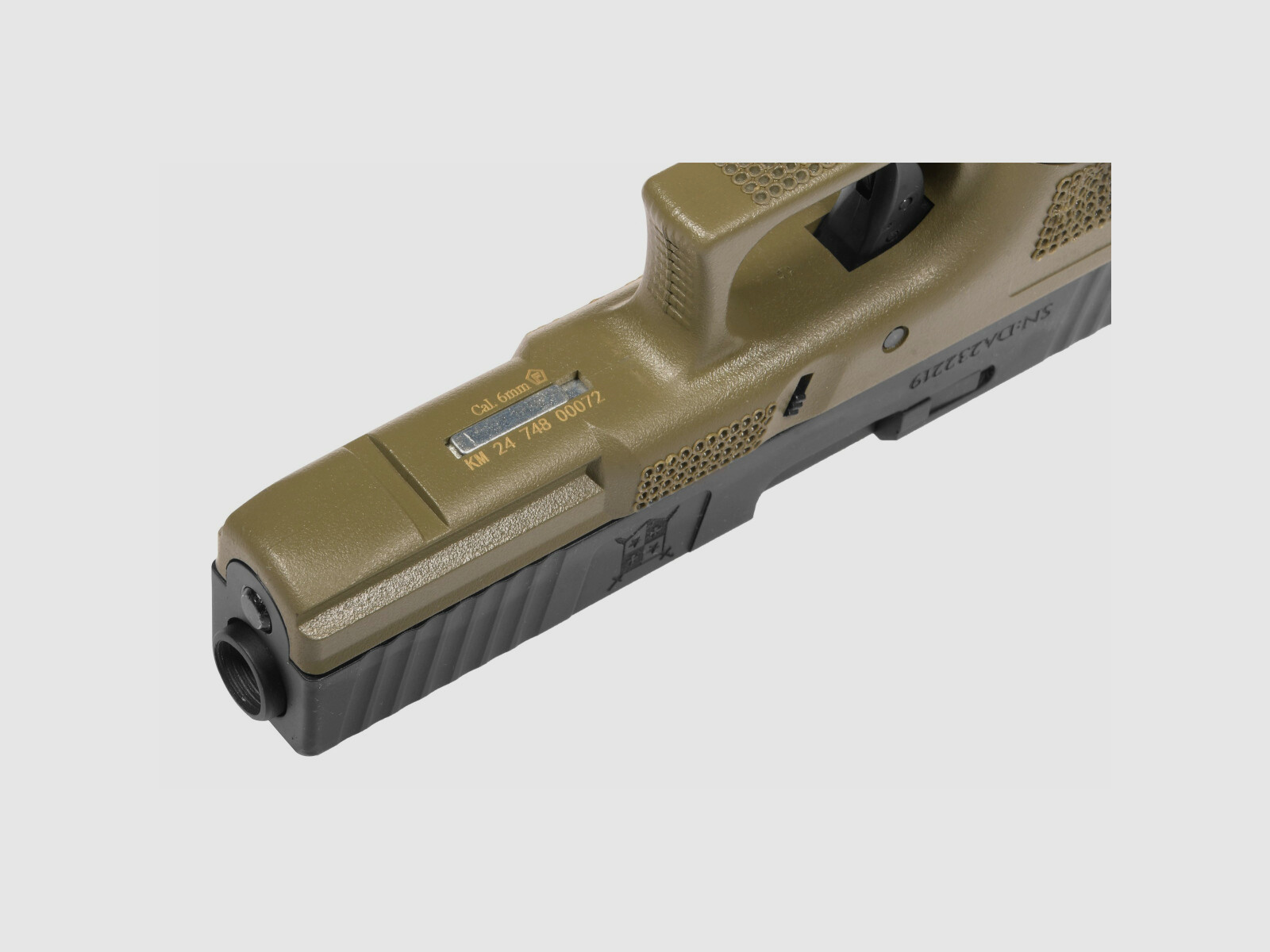 P04 GBB Airsoft Pistol with Grip Stippling in Olive | Delta Armory
