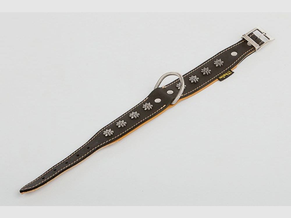 Heim Lederhalsband mit Edelweissmotiven