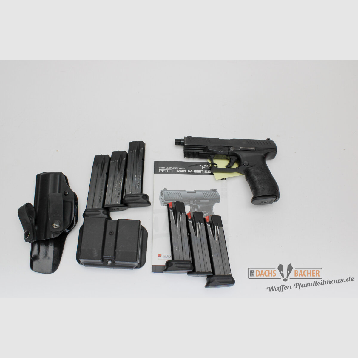 Pistolet Walther PPQ Navy SD kal. 9mm Luger z 7 magazynami i kaburą