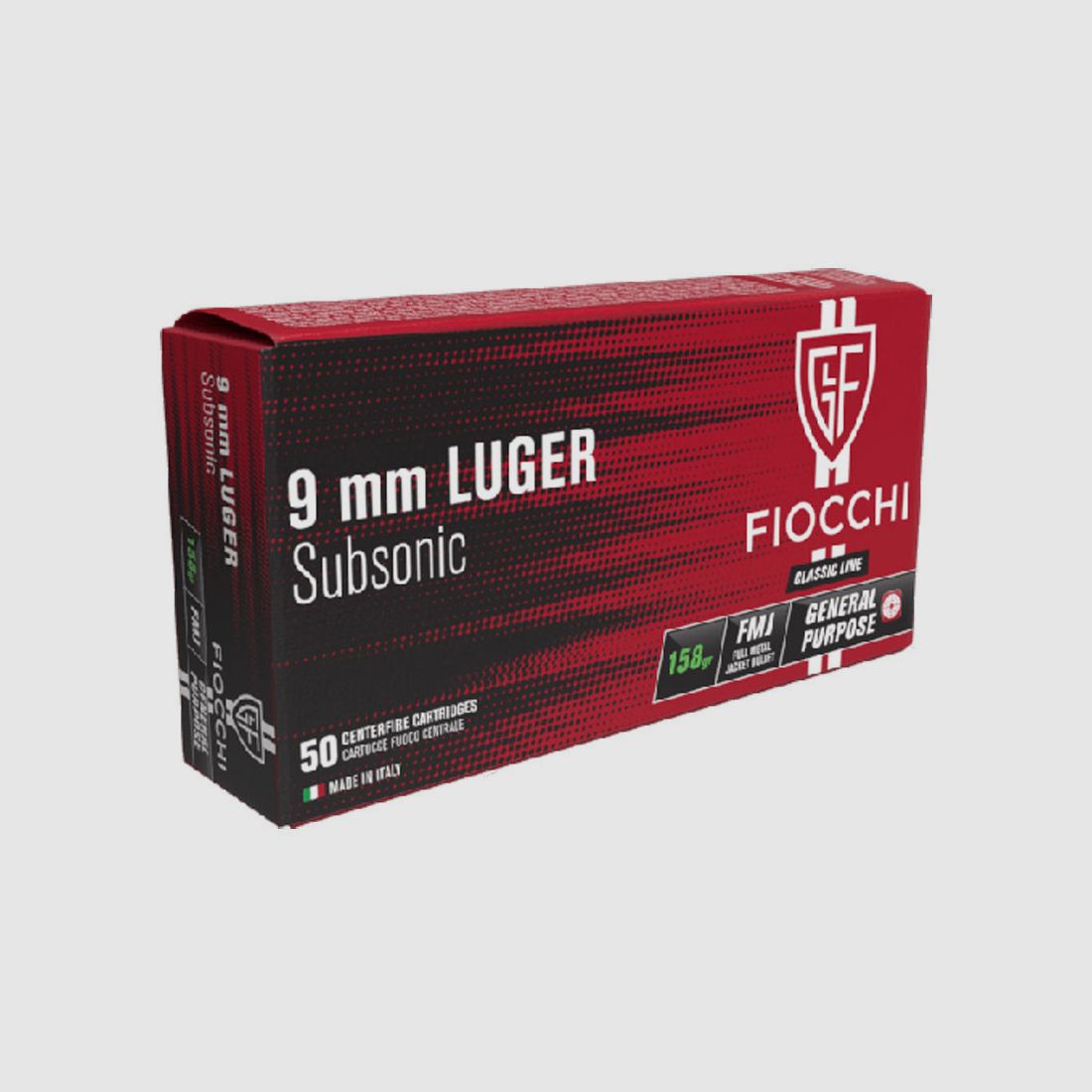 FIOCCHI Classic Munition – 9mm. Para. SUBSONIC – 158 grains – FMJ