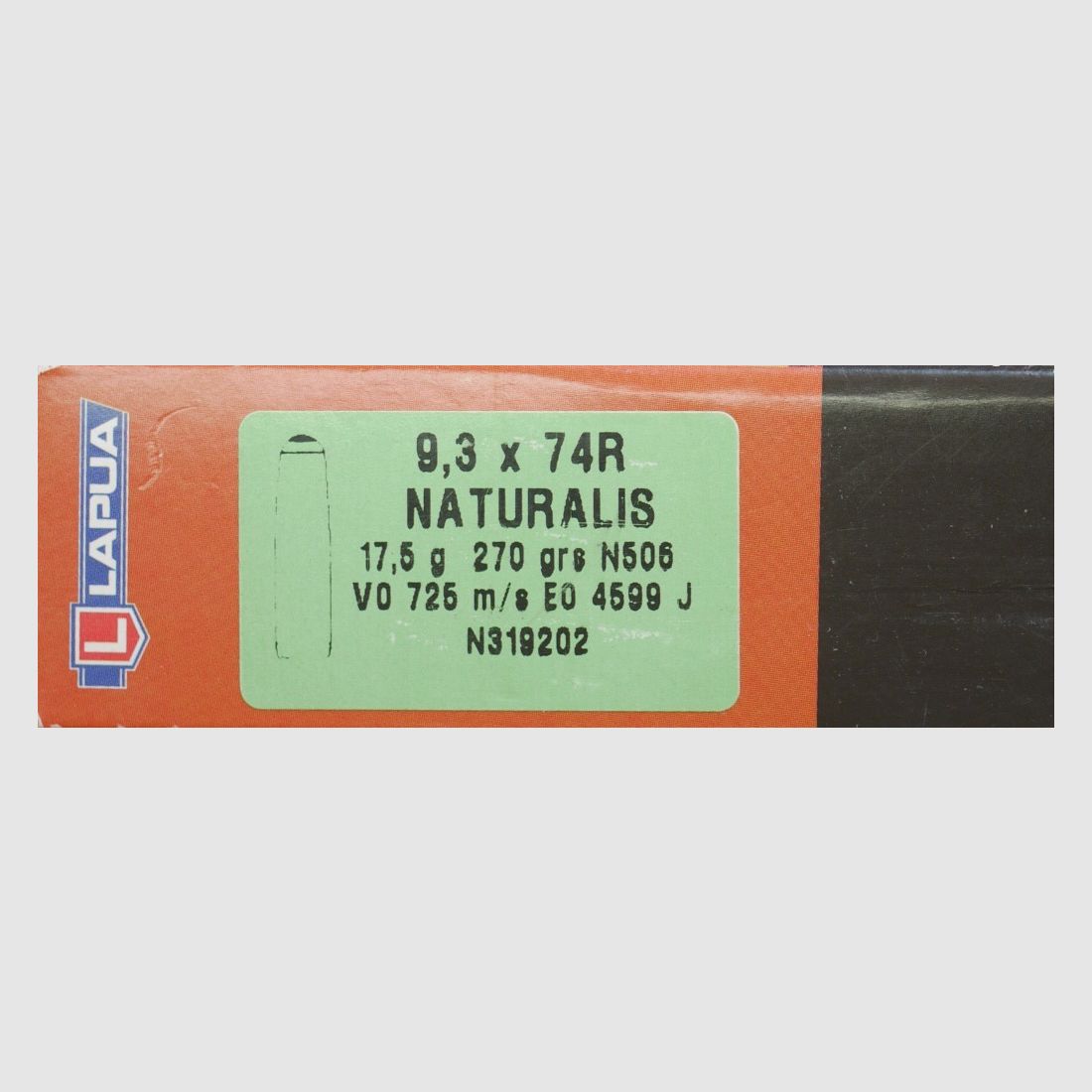 Büchsenpatronen Lapua  Naturalis 9,3x74R 17,5g, 270gr. Bleifrei !!!
