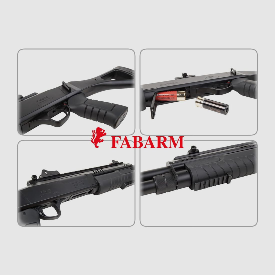 Softairgewehr Pumpgun Fabarm STF12, Federdruck, 11 Zoll Lauf, 3x 10 Schuss, schwarz, Kaliber 6 mm BB (P18)