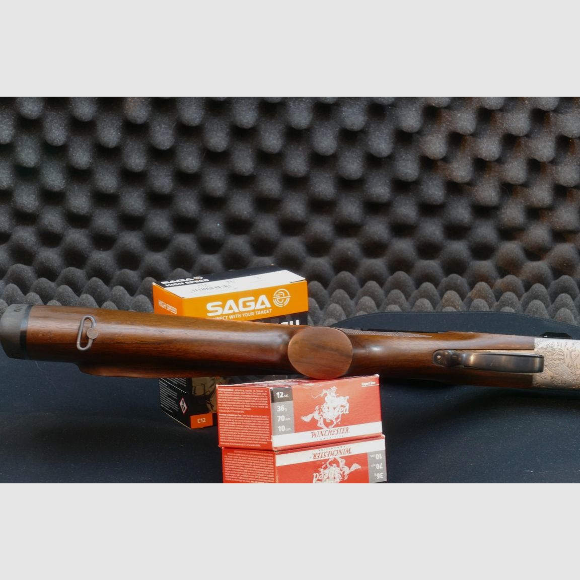 Bockbüchsflinte, Kettner, Ital. Fertigung, Kaliber 9,3x74R und 12/70.