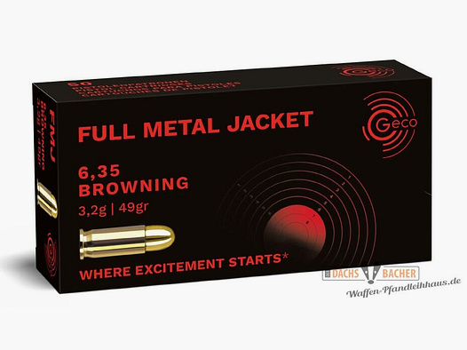 GECO 6,35 Browning FMJ Full Metal Jacket 3,2g/49gr 50 strzałów