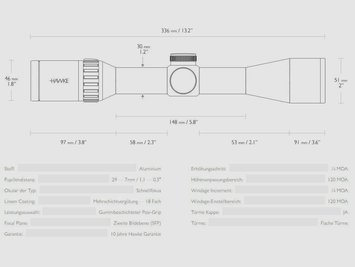 HAWKE 16310 Zielfernrohr Endurance 30 WA 1,5-6x44 L4A DOT Leuchtabsehen