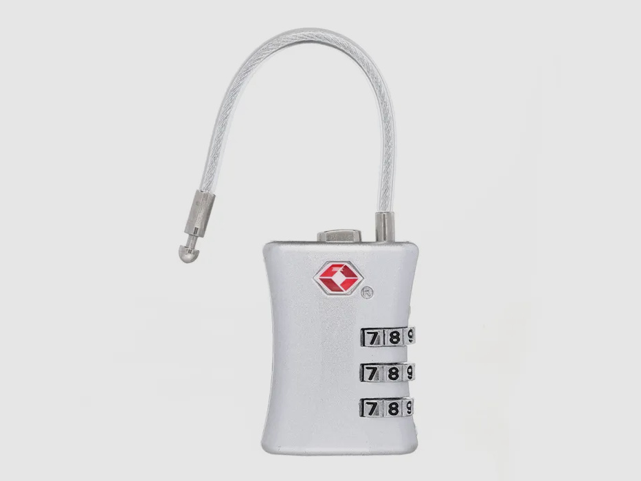 TSA Kofferschloss "Comfort" mit Stahlseil in Silber