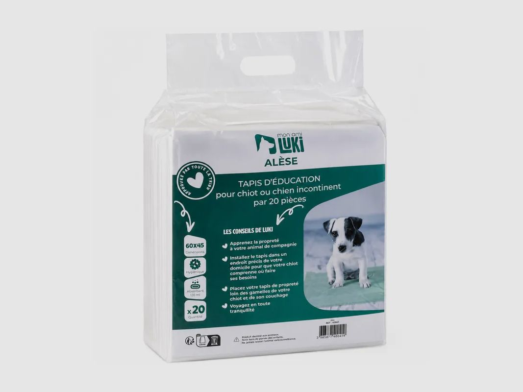 Verpakking van 20 absorberende trainingsmatten voor honden - 60x45 cm, afbeelding 1 van 5