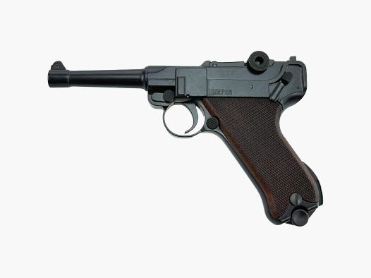 ME P08 arma de fogueo 9mm azul con empuñadura de madera