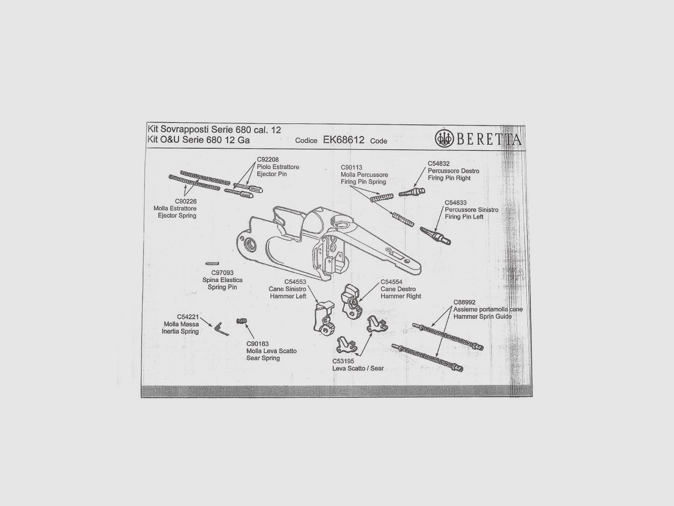 Beretta Over&Under Kit de Repuestos para Escopeta Berett Serie 686 – 687, imagen 2 de 3