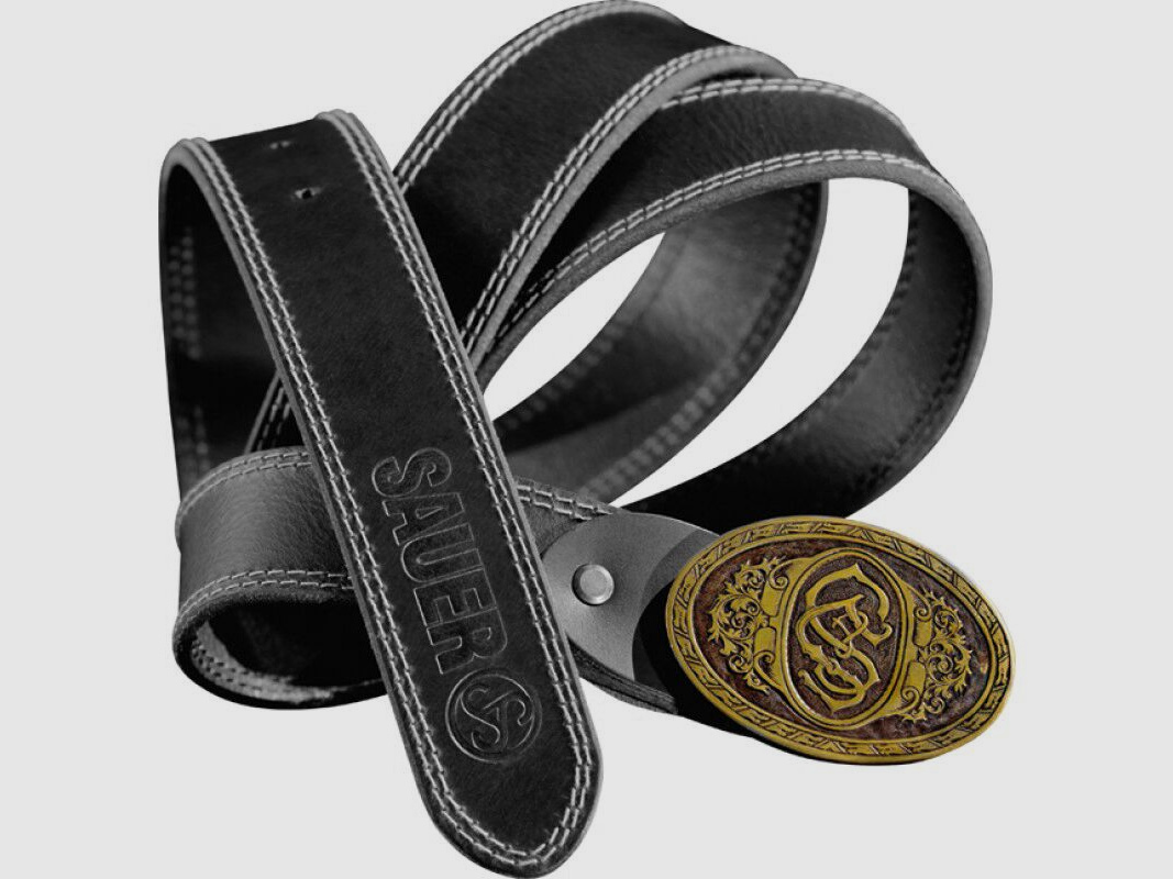 Sauer Ledergürtel mit Gürtelschnalle 110 cm schwarz