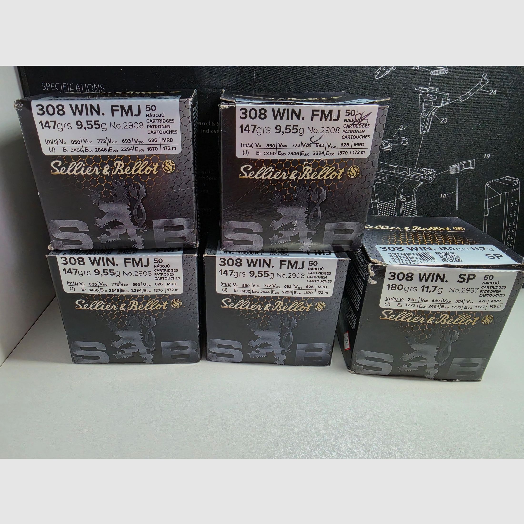Amunicja .308 Win. S&B FMJ 147gr, 9,55g & S&B SP 180gr, 11,7g