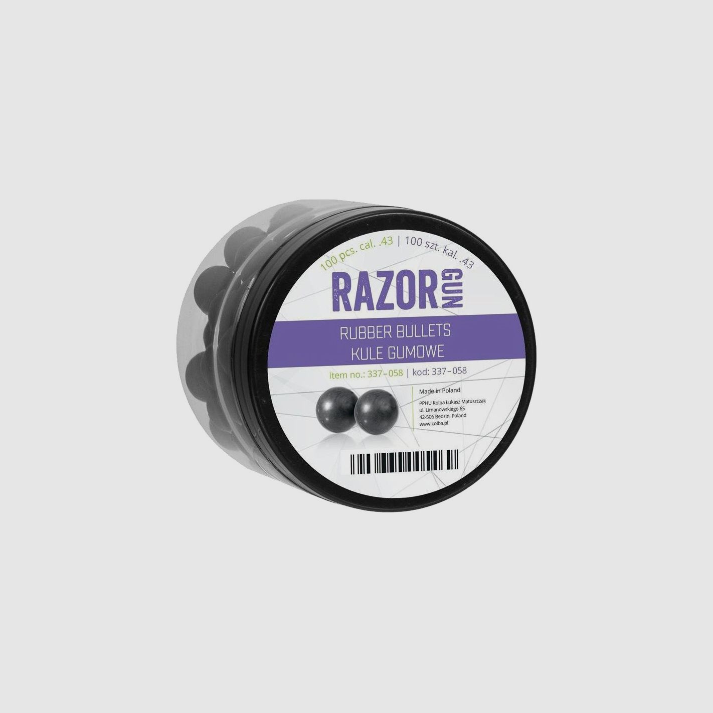 Biglie sfere Razor gun T4E in gomma cal. 43 100 pz, immagine 1 di 2