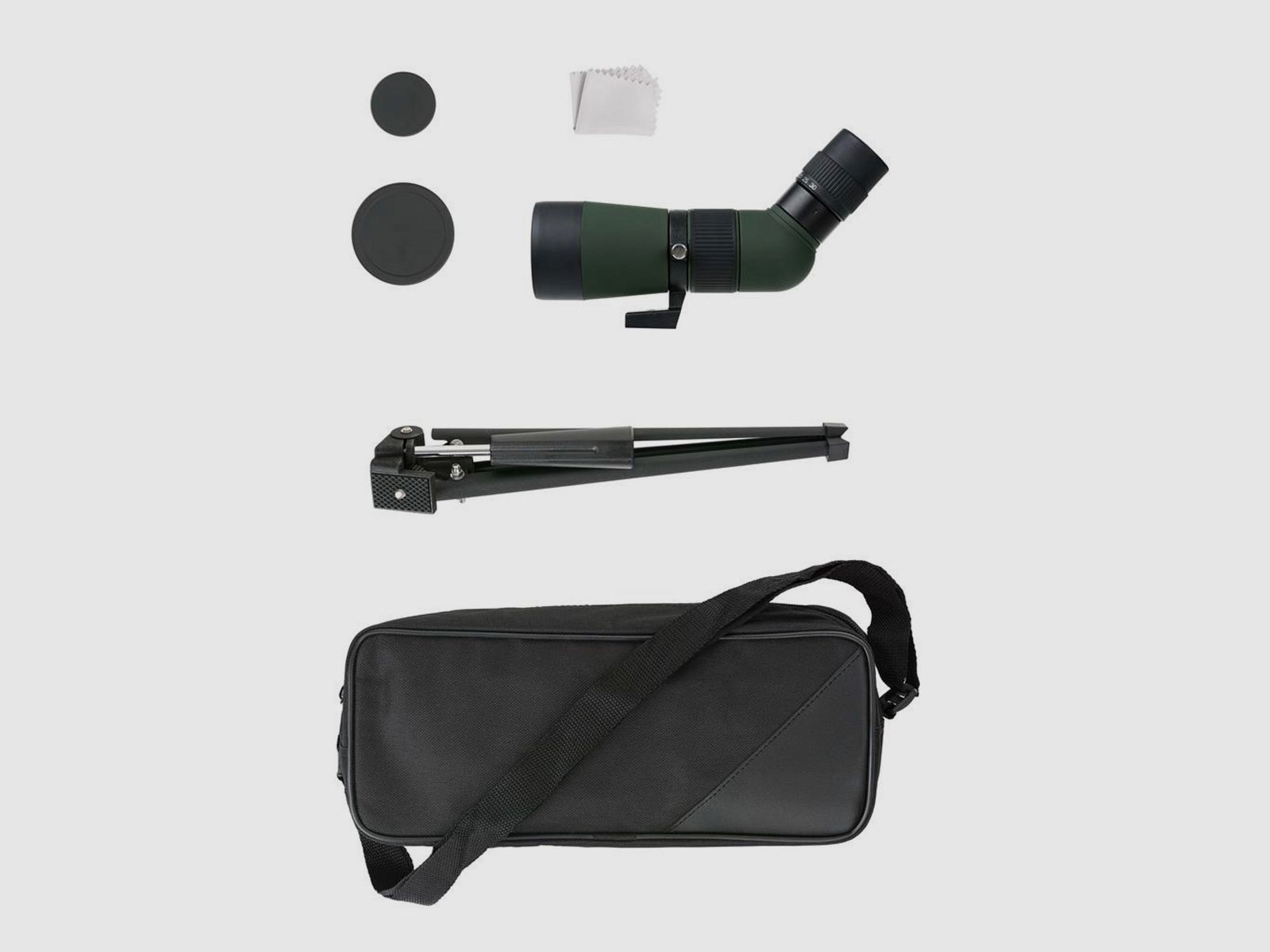 Exhibitor DÖRR 538245 Zoom Spotting Scope Owl 10-30x50 Angled View with Table Tripod and Bag V430