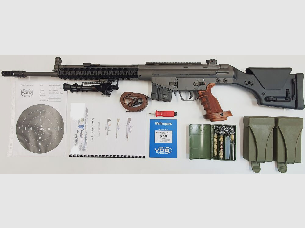 Fucile semiautomatico Schwaben Arms GmbH SAR M41 DMR (DESIGNATED MARKSMAN RIFLE) in calibro 308win. simile a HK41/G3 Custom