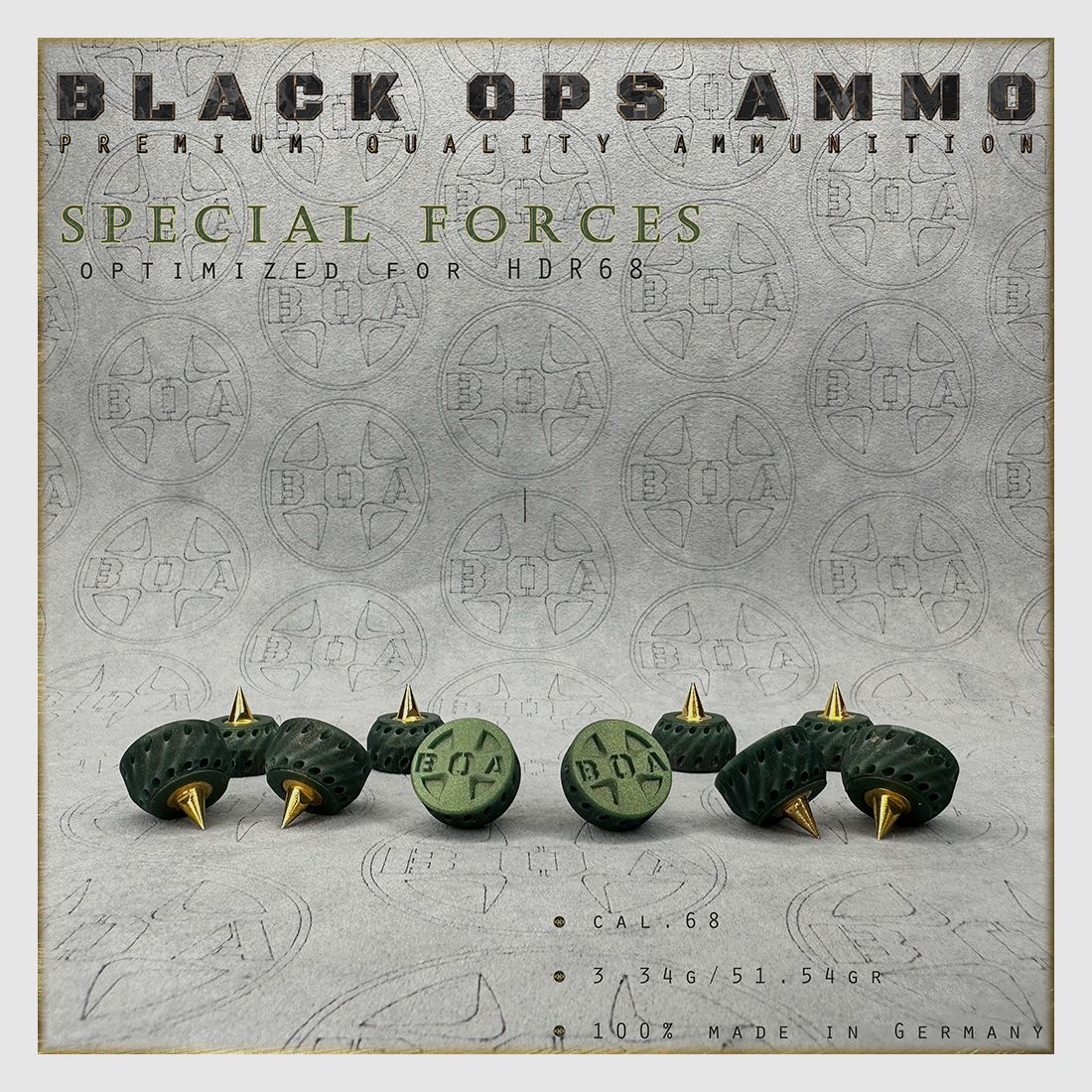 10x + 2 Special Forces BLACK OPS AMMO HDR 68 TR cal.68 ammunition T4E Umarex HDR68 TR68
