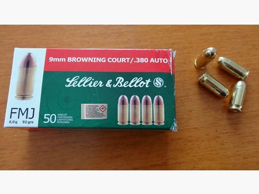 Sellier & Bellot 50 cartuchos Sellier & Bellot Cal. 9mm corto (.380 Auto)
