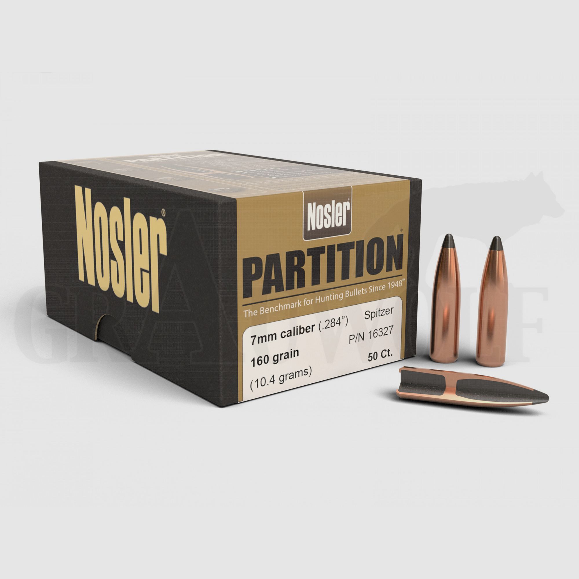 .284 / 7 mm 160 gr / 10,4 g Nosler Partition Geschosse 50 Stück