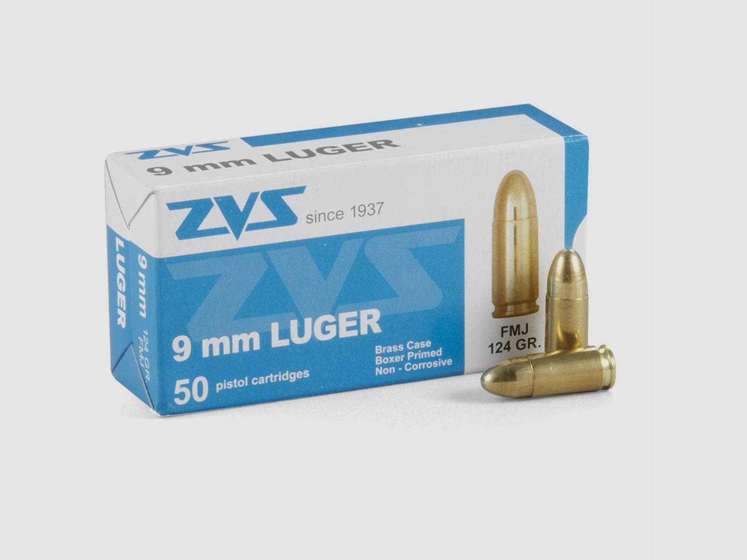 Munition Kal. 9 mm LUGER FMJ ZVS, Packung mit 50 Stück