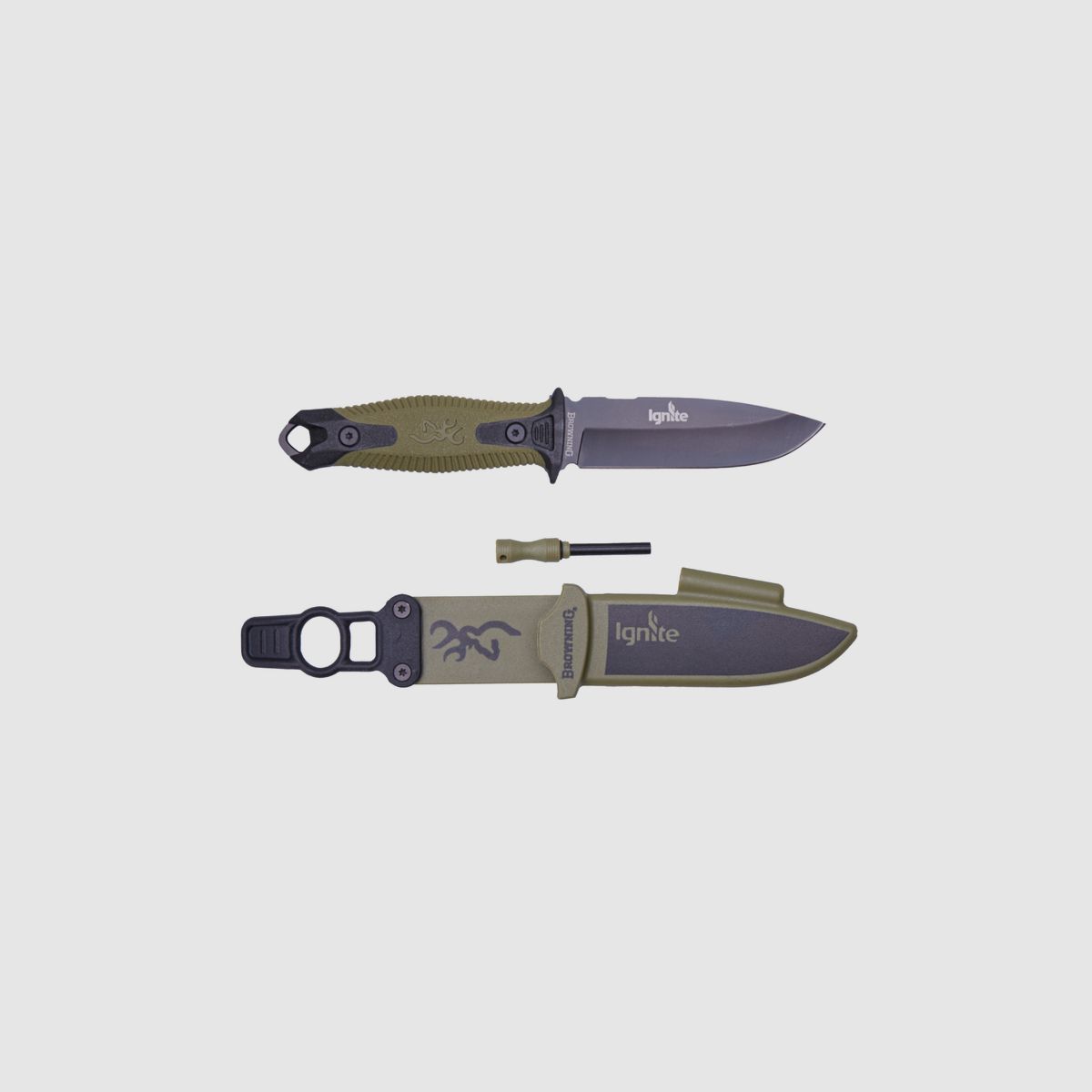 Couteau à lame fixe BROWNING IGNITE, vert, avec manche ergonomique