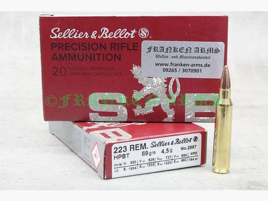 Sellier&Bellot OTM HPBT .223 Rem. 69gr. 4,5g 20 Stück Staffelpreise