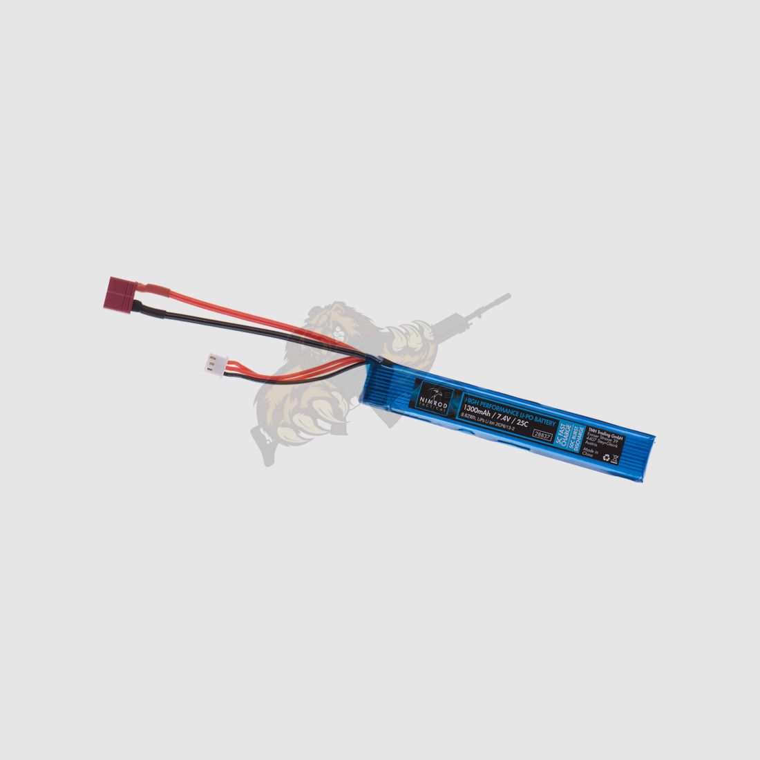 Nimrod Airsoft LiPo Akku 7.4V 1300mAh, 25C Stock Tube Type - T-Plug