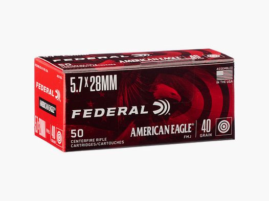 Federal Ammunition 5.7×28 mm American Eagle full metal jacket 2.6g/40grs.