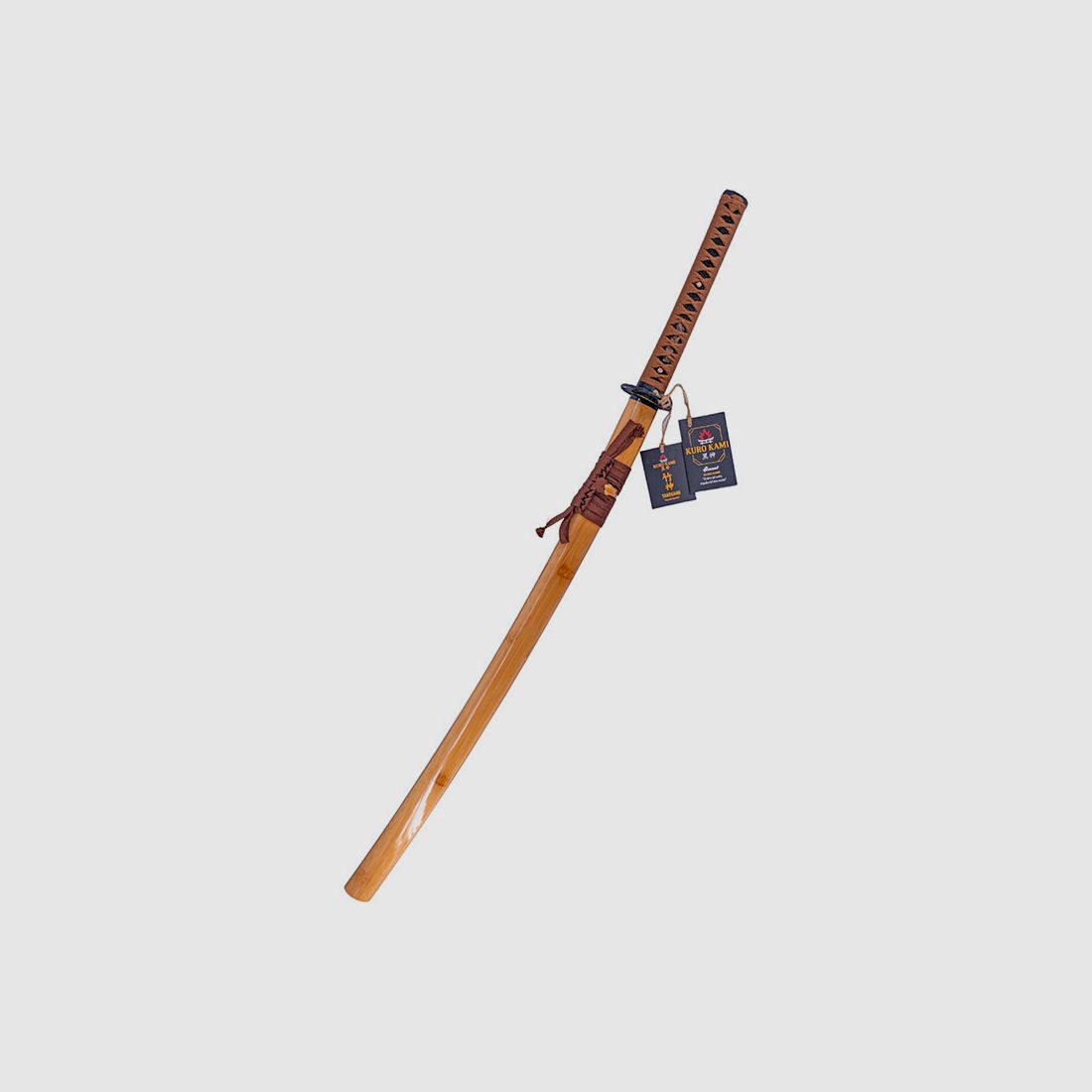FUNCTIONELE KATANA KURO KAMI | TAKEGAMI-MODEL “GOD VAN DE BAMBOE” | LEMMET VAN KOOLSTOFSTAAL, afbeelding 2 van 5