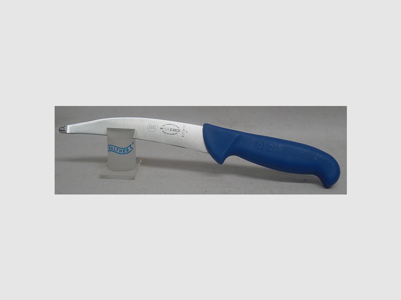 Dick Gekrösemesser gebogen - Klingenlänge:15cm,blauer Griff