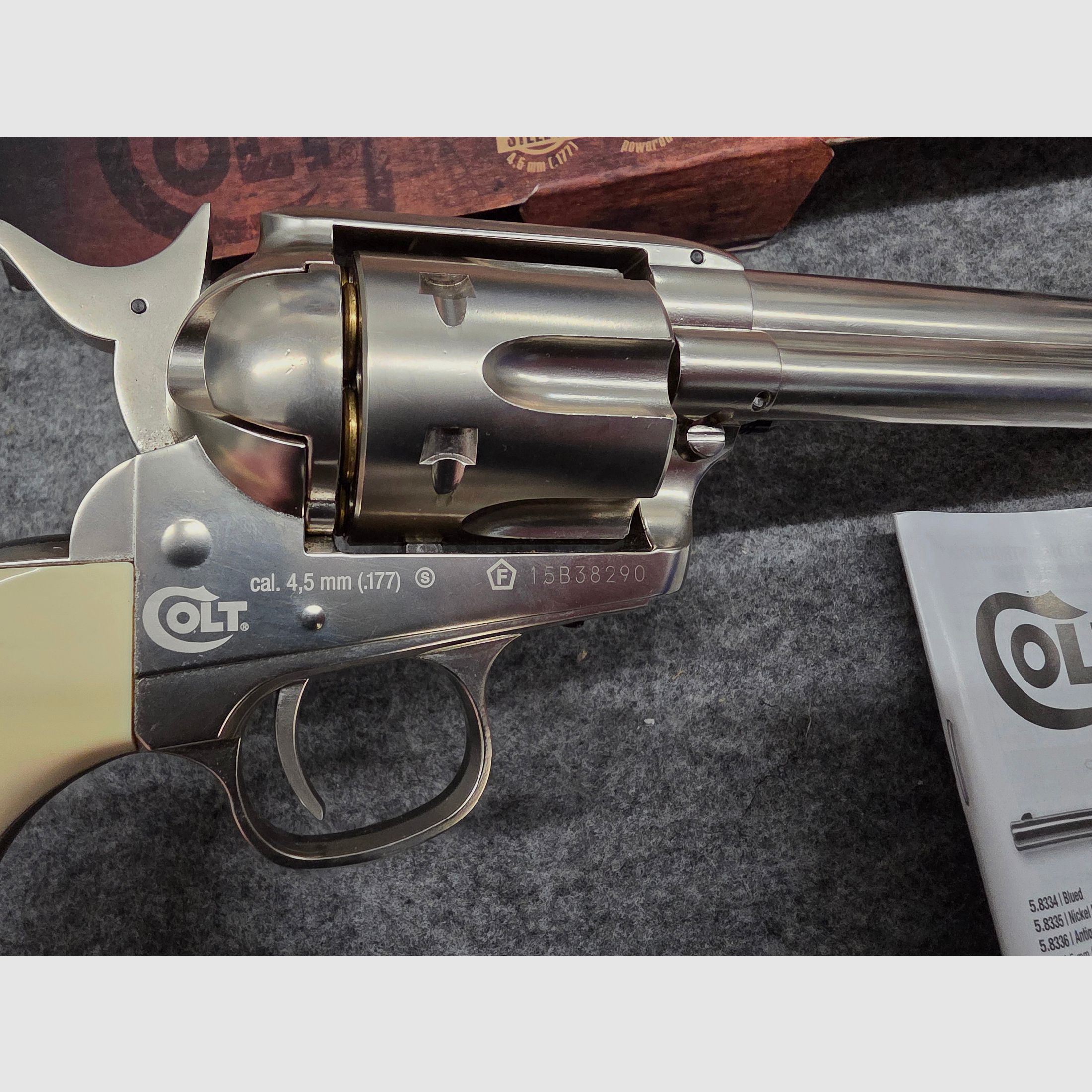 CO2 Revolver COLT SAA .45 Peacemaker vernickelt  Perlmut Pearl Cal. 4,5 mm Stahl BB