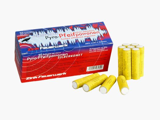 Zink vuurwerk fluitpatronen met zilveren komeet 50 stuks. 15 mm