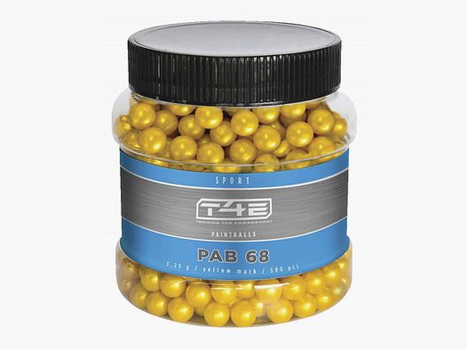 Boite de 500 billes paintball T4E bio Cal.68 jaune
