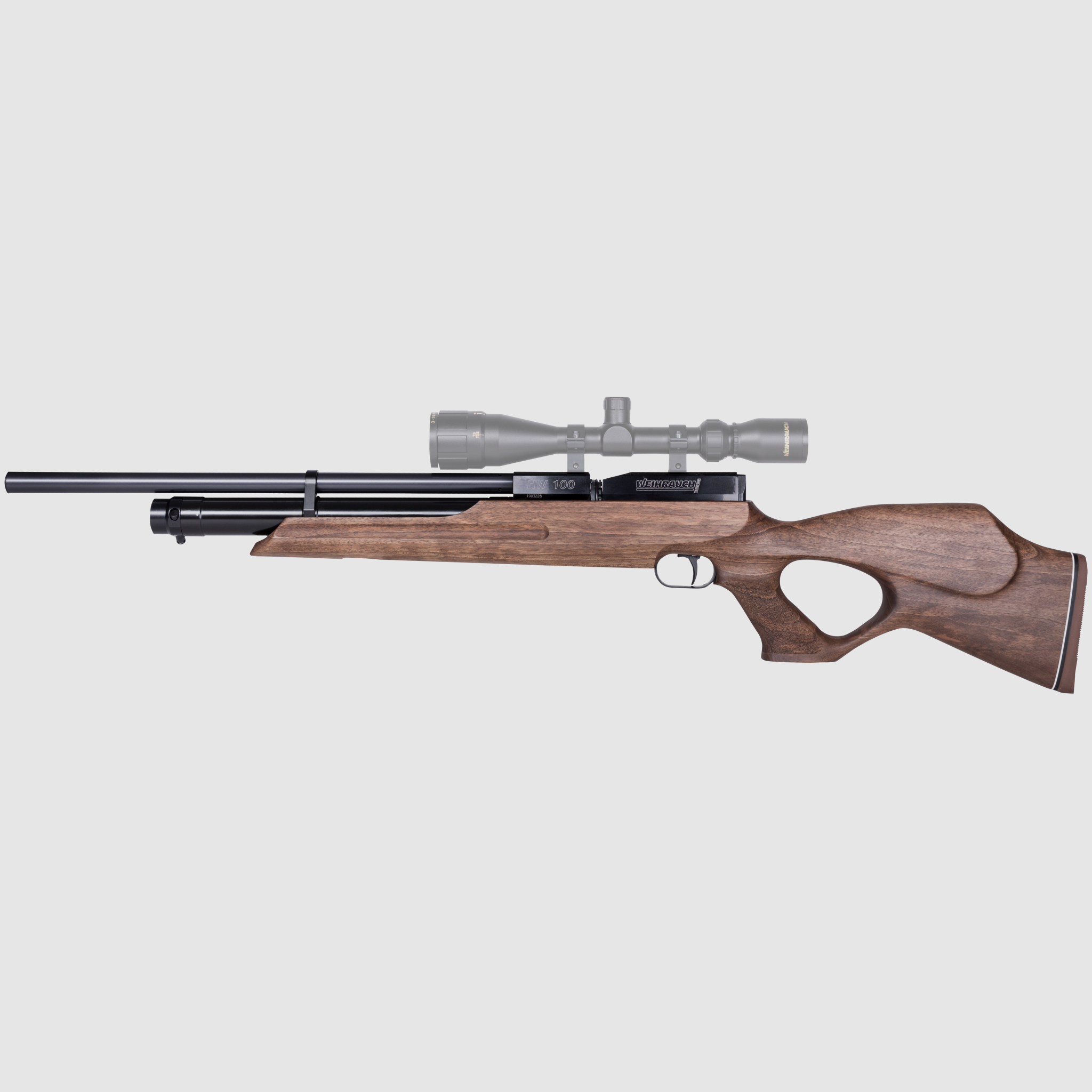 Luftgewehr Weihrauch HW100TK FSB (FAC) 4.5mm /.177 Nussbaum Lochschaft, kurze Ausführung, ca 35 Joule, Bild 1 von 2
