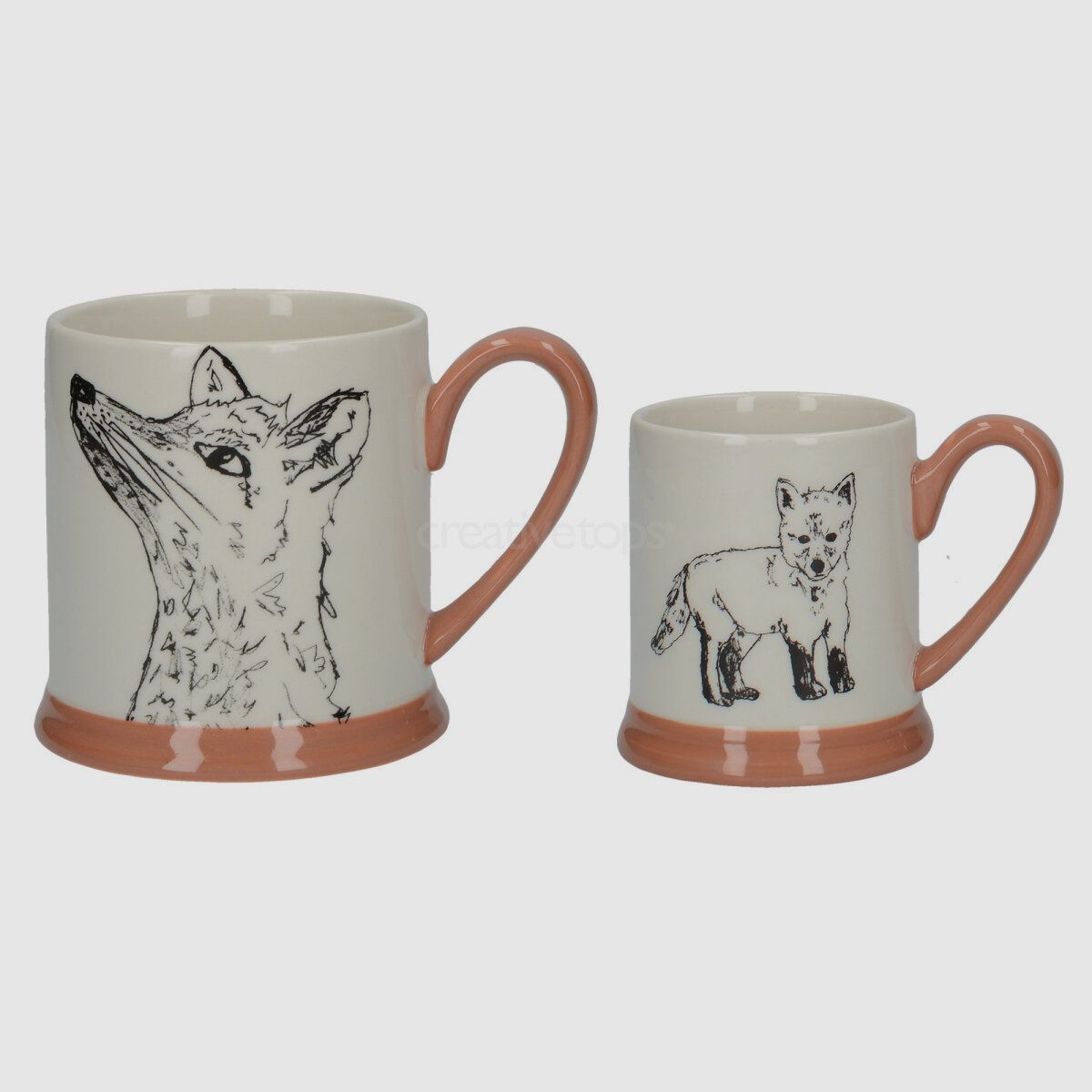 Lovergreen Kunst des Tisches Motiv Set mit Fuchs- und Welpen-Becher