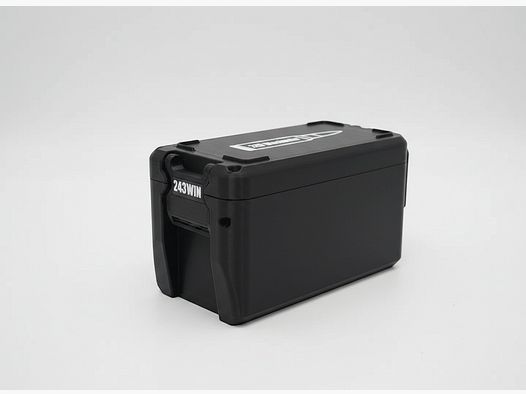 Filamelt ammunition box / 243 Winchester / 'folding / locking lid' / cartridge box, ammo box
