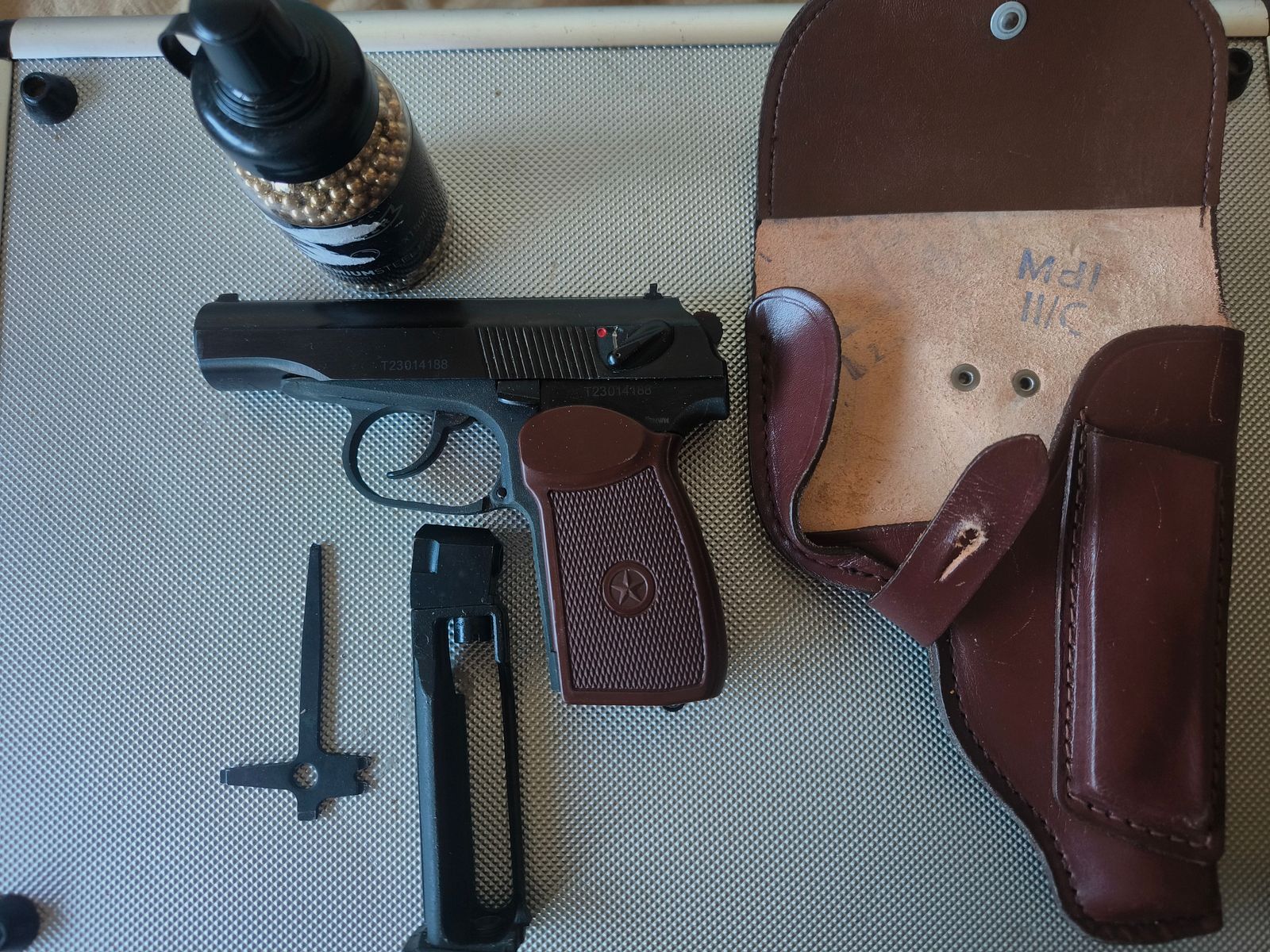 ⚠️ Achtung Plinker & Makarov Fans / Echte Rarität!! Baikal-Makarov MP- 654K Made in Russia & MDI-Braunes Leder Holster!! +1Dose 4,5mmStahlk. 