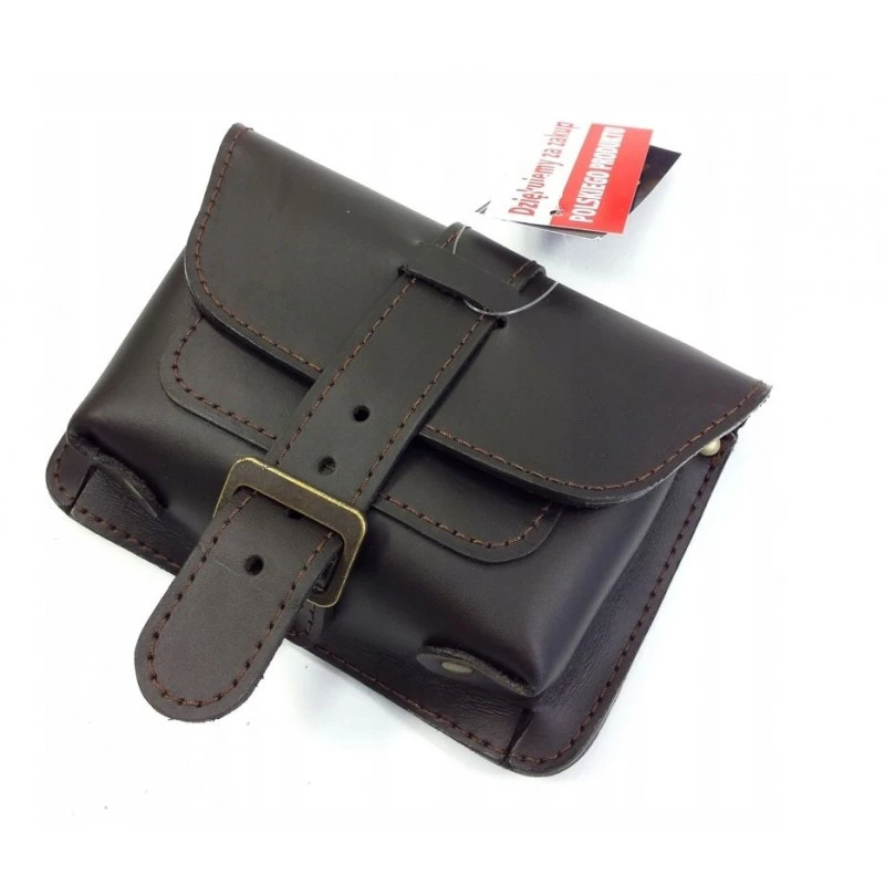 Pochette de ceinture en cuir marron avec boucle