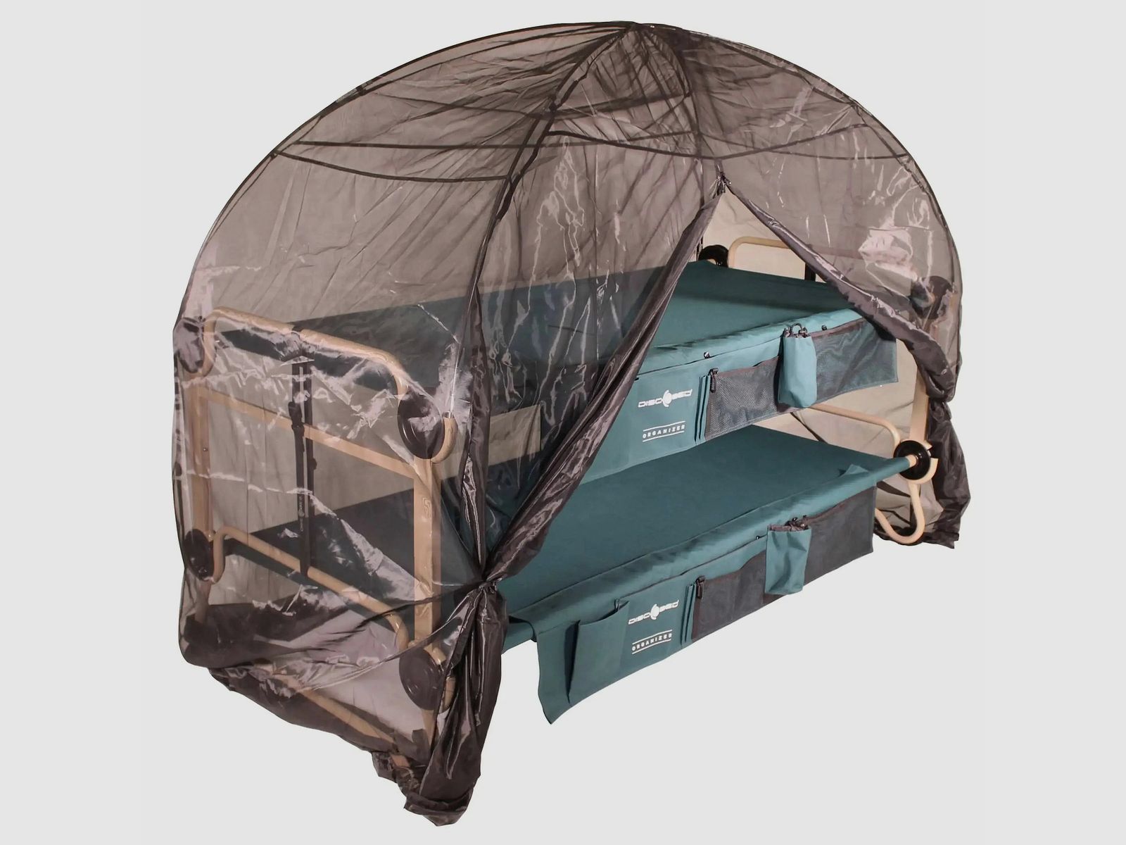 Disc-O-Bed camping bed mosquito net with frame