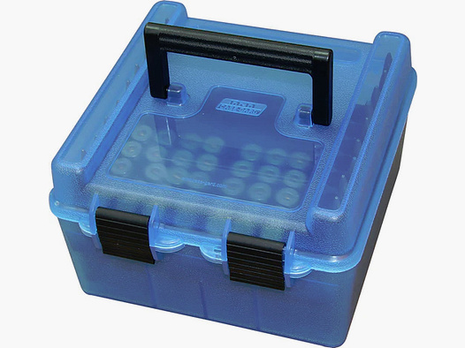 MTM R-100-MAG DELUXE Patronenbox, Munitionsbox Scharnier - .223 bis .338 Lap. einzige 100er MAG BLAU