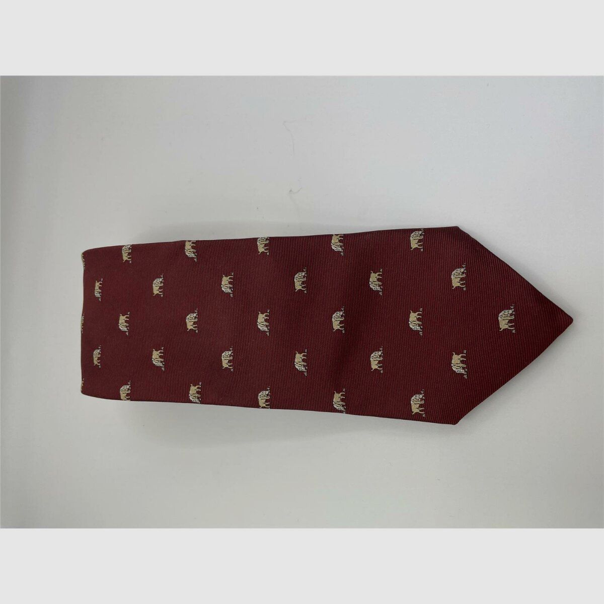 Robert Keyte Stropdas 100% zijde licht wijnrood motief beige wildzwijn