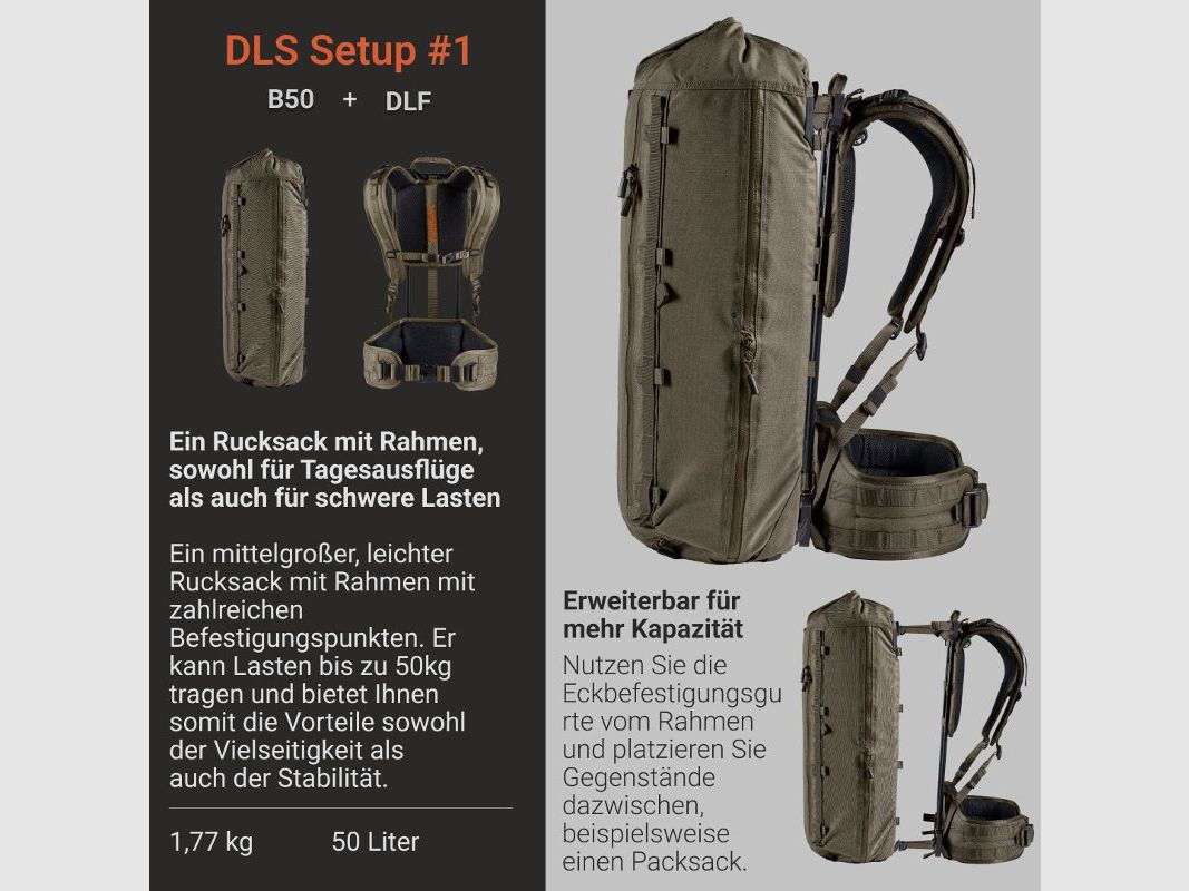 Vorn Rucksack B50 fog green 50l, Bild 6 von 8