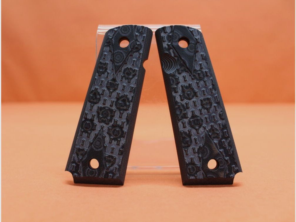 HOGUE Colt 1911: Grip panels HOGUE (01407-BLKGRY) G10 (laminate) G-Mascus Chain Link gray/black