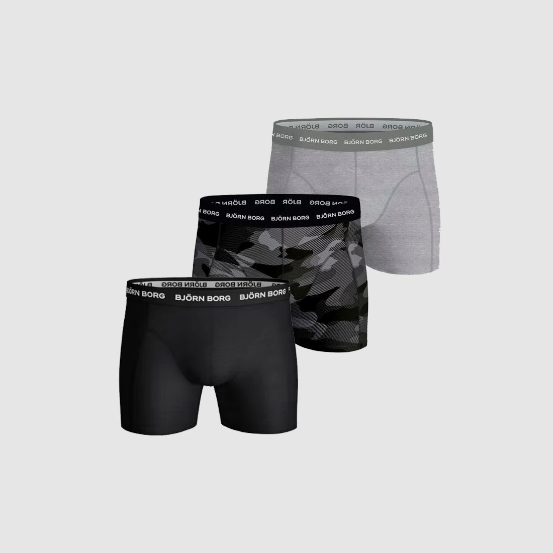 Björn Borg Boxershorts 3er-Pack Schwarz/Meliert/Print - L